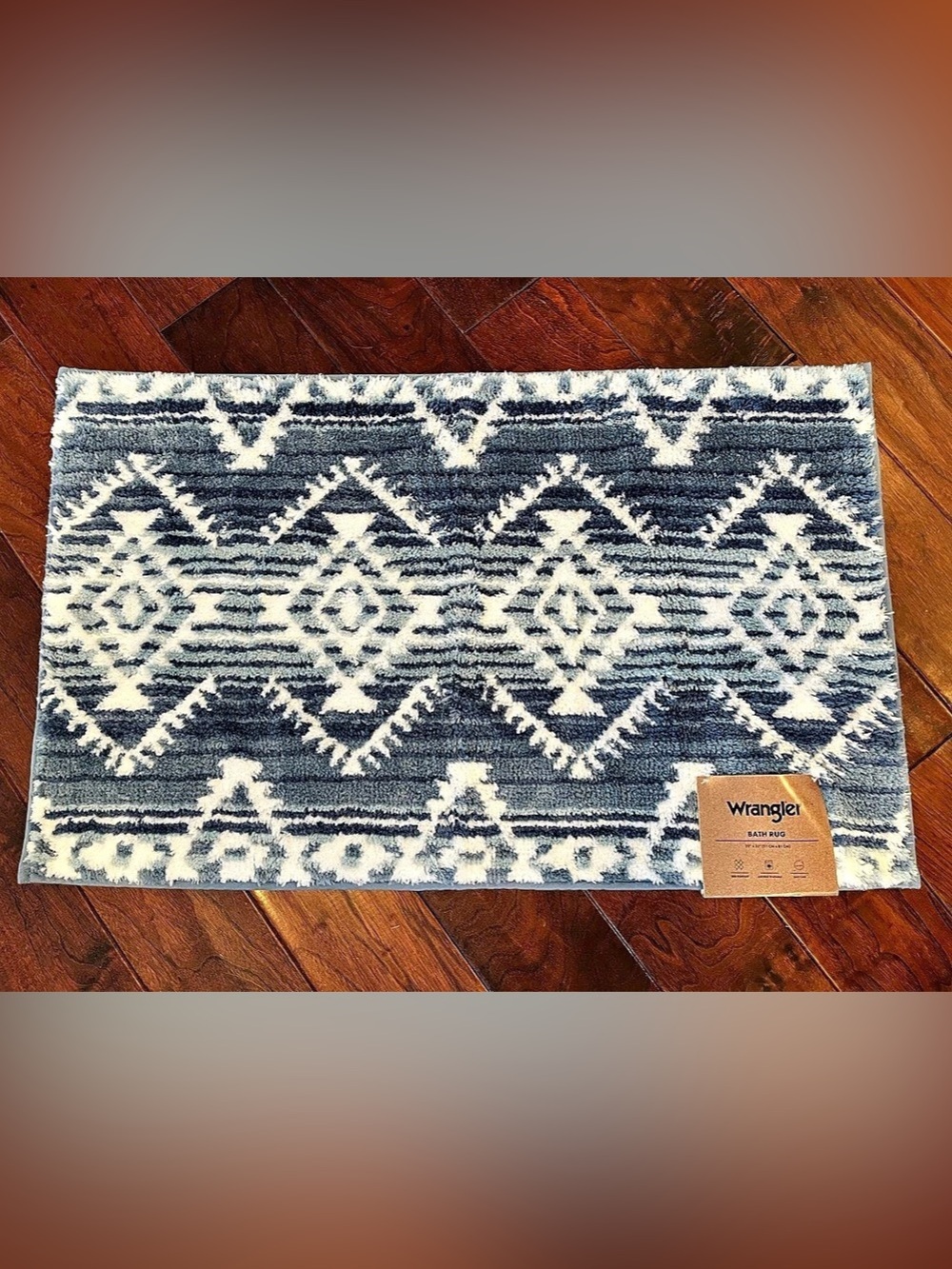 Wrangler Bath Rug Geometric Blue & White NWT